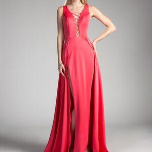 V-Neck A-Line Shape Evening Dress CD6504